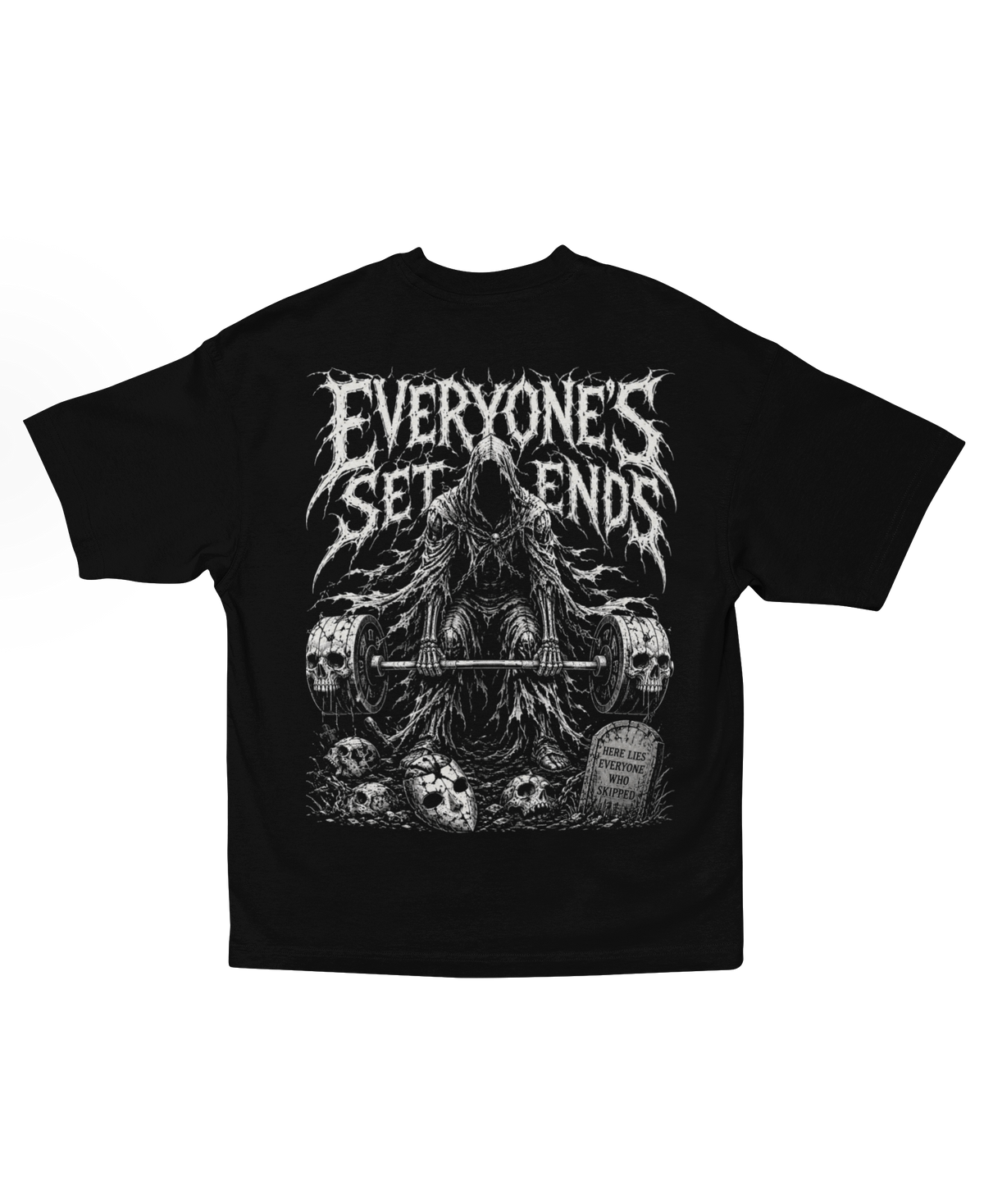 REAPER'S SET back graphic on heavyweight black oversized tee from NIGHTMARE DIVISION